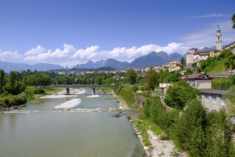 Old town with Piave, Belluno, Dolomiti veneto, Veneto, Italy
