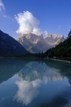 Lake Dürrensee, in front of Monte Cristallo, Dolomites, South Tyrol, Trentino, Italy
