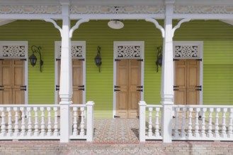 Dominican Republic, colorful colonial streets of Puerto Plata in historic city center