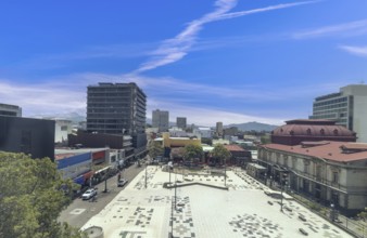 Costa Rica, colorful San Jose streets in historic city center plaza. Caribbean cruise vacation