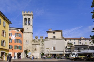 Porta di San Michele, town gate, Piazza Cavour, Riva del Garda, Lake Garda, Trentino, Italy
