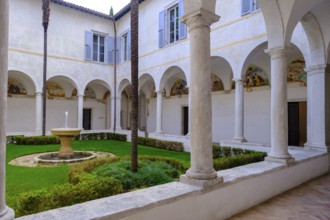 Cloister, Church of Santa Maria Inviolata, Riva del Garda, Lake Garda, Trentino, Italy