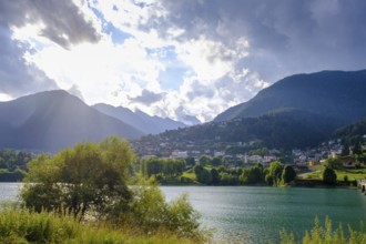 Vallesella at the reservoir, Lago di Centro di Cadore, Pieve di Cadore, Dolomites, Trentino, Italy