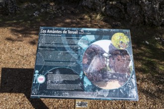 Information board, Ciudad encantada, area of rock formations, nature reserve, Cuenca region, Spain