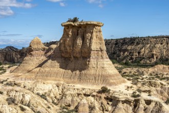 Tozal Solitario rock formation, desert, along gravel road Ruta Jubierre, Desierto de los Monegros,