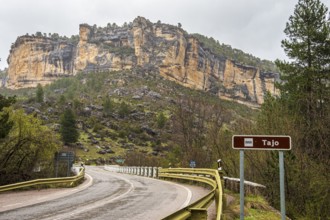 Bridge over river Rio Tajo, sandstone cliff, Spain