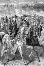 Catherine II, also known as Catherine the Great, in 1762 with her supporting army in St Petersburg