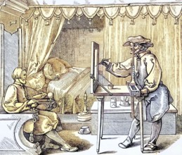 Instruments of mathematical precision for the execution of portraits after a wood engraving by