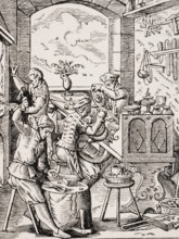 Goldsmith. Reproduction of a woodcut from the 16th century by Jost Amman from the 19th century,
