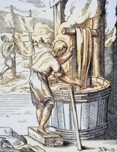 Dyer, fabric dyer, reproduction of a woodcut from the 16th century by Jost Amman from the 19th