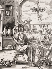 Coppersmith. Reproduction of a woodcut from the 16th century by Jost Amman from the 19th century,