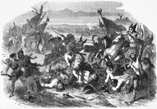 The defeat and slaughter of the Huns, 5th century AD, digital reproduction of a historical model