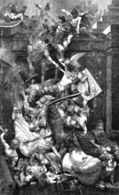 The Vandals attack Rome, Italy in the year 455 AD, digital reproduction of a historical model