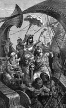 The Egyptian Queen Cleopatra at the Battle of Actium on the Ionian Sea near the city of Actium in