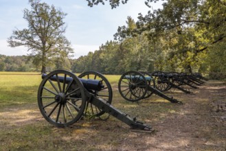 Cannons on the battlefield at the Shiloh National Military Park in Pittsburg Landing, Tennessee