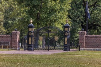 Iron gates at the entrance to the US National Cemetery in the Shiloh National Military Park in