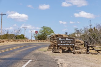 Sign at the entrance to Palo Duro Canyon State Park near Amarillo, Texas
