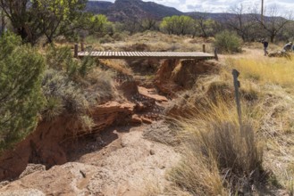 Walking bridge over drainage wash at Palo Duro Canyon State Park near Amarillo, Texas