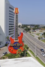 Neon guitar sign in front of the Hard Rock Casino along Highway 90 in Biloxi, Mississippi
