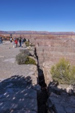 Crevice at the edge of the canyon at Guano Point area of Grand Canyon West near Peach Springs,