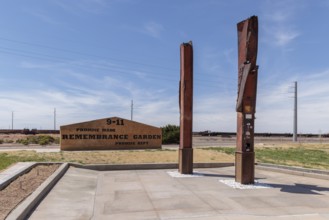9-11 Remembrance Garden memorial along historic Route 66 in Winslow, Arizona