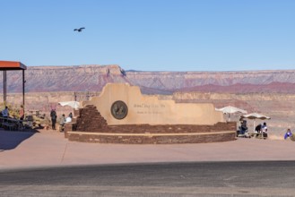 Entrance sign at Grand Canyon West on the Hualapai Native American Reservation near Peach Springs,