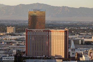 Treasure Island and Trump casinos along Las Vegas Boulevard in Las Vegas, Nevada