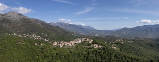 Typical mountain village, Riventosa, Corsica, France