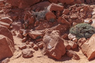 Sign at the end of the Fire Canyon Overook Trail at Valley of Fire State Park near Overton, Nevada