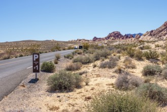 Sign for Parking Lot #1 along Mouse's Tank Road through Valley of Fire State Park near Overton,