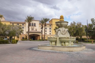 Fountain at the entrance of Hilton Lake Las Vegas Resort and Spa at Lake Las Vegas in Henderson,