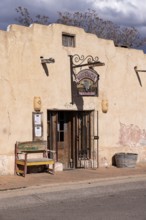 Pueblo style adobe architecture of NM Vintage Wines resturant and wine bar in Mesilla, New Mexico