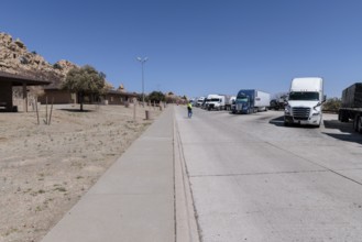 Truck driver headed back to his truck during a stop at the Texas Canyon Rest Area on i-10 West near