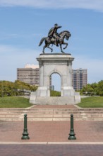 Bronze sculpture of General Sam Houston at the entrance to Hermann Park in downtown Houston, Texas