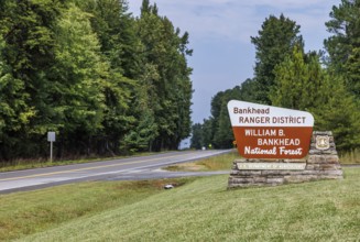 Sign for the Bankhead Ranger District office of the William B. Bankhead National Forest along