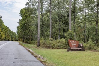 Sign entering the William B. Bankhead National Forest along highway 33 near Double Springs, Alabama