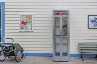 Antique telephone booth at the Dollywood amusement park in Pigeon Forge, TN