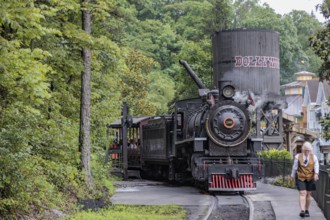 Dollywood Express steam locomotive carries guests throughout the Dollywood amusement park in Pigeon
