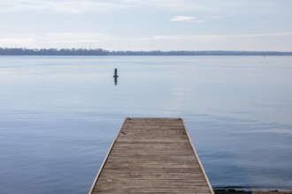 Wooden pier on Lake Seminole at the Corps of Engineers Eastbank Campground near the Florida state
