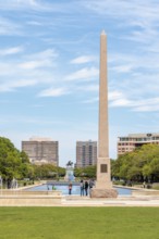 Pioneer Memorial Obelisk and the Molly Ann Smith Plaza at the end of the Mary Gibbs and Jesse H.