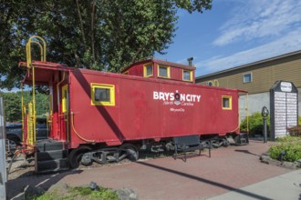 Train caboose display in downtown Bryson City, North Carolina