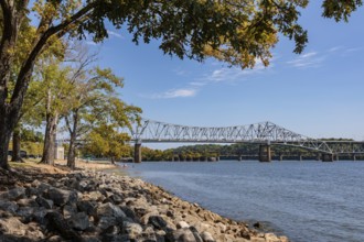 Singing River Bridge, also known as the Patton Island Bridge crosses the Tennessee River near