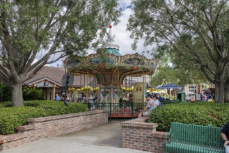 Marketplace Carosel merry-go-round ride in Disney Springs at Disney World in Orlando, Florida, USA