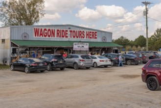Tourists shopping at an Amish store and tour center in Ethridge, Tennessee
