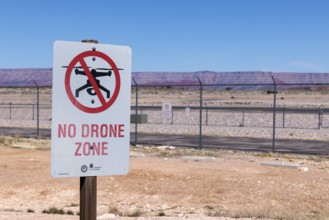 No Drone Zone sign near the entrance to Grand Canyon West near Peach Springs, Arizona