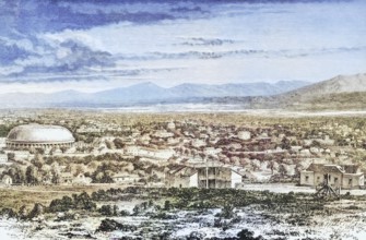 General view of Salt Lake City, Utah, in the 1870s, America, digital reproduction from American
