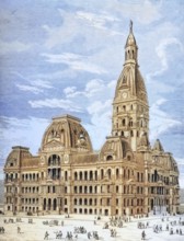 City Hall, Chicago, Illinois, 1870s, America, digital reproduction from American Pictures, drawn