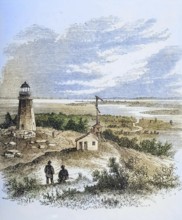 Sandy Hook, New Jersey, seen from the lighthouse, in the 1870s, America, digital reproduction from