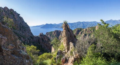 Bizarre rock formations, Calanche, Les Calanches de Piana, Gulf of Porto, Corse-du-Sud, Corsica
