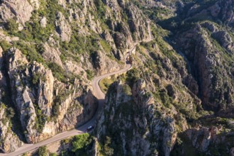 Road through bizarre rock formations, Calanche, Les Calanches de Piana, Gulf of Porto,